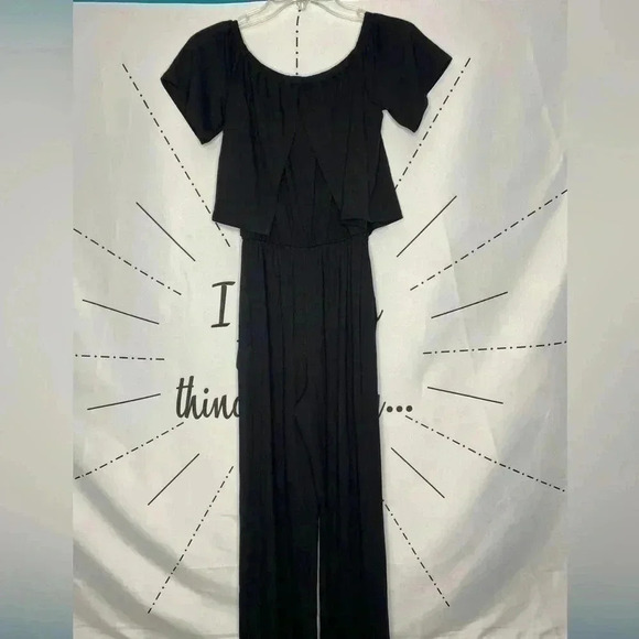 NWT Gibson Black Off Shoulder Slit Back Wide-leg Jumpsuit - Picture 6 of 10
